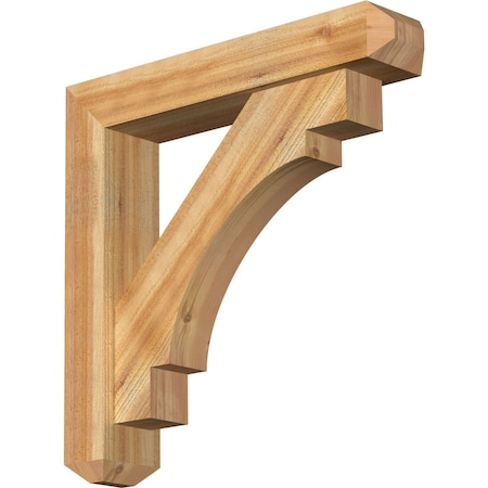 Ekena Millwork Merced Craftsman Rough Sawn Bracket w/ Offset Brace, Western Red Cedar, 6"W x 30"D x 30"H BKT0604X30X30MRC04RWR
